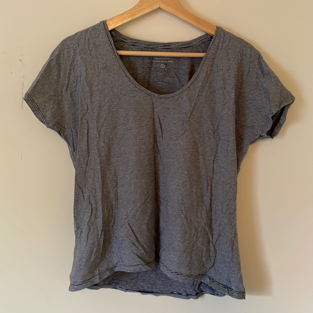 Everlane Women’s Sz Medium Blue Striped Short Sleeve Tee T Short